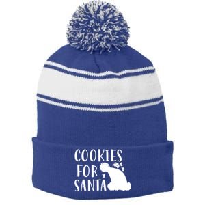 Cookies For Santa Gift Funny Christmas Meaningful Gift Stripe Pom Pom Beanie