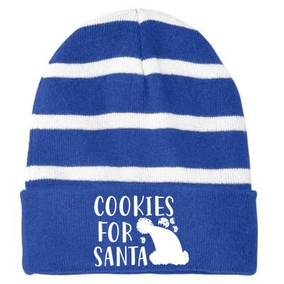 Cookies For Santa Gift Funny Christmas Meaningful Gift Striped Beanie with Solid Band