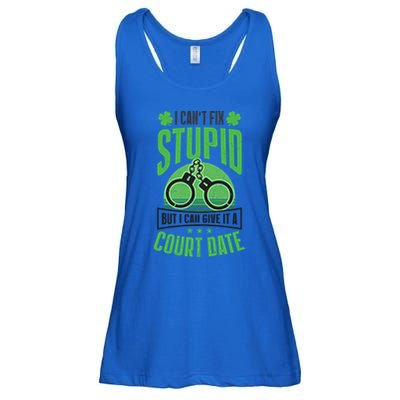 Cant Fix Stupid Give Court Date Design St Patricks Police Gift Ladies Essential Flowy Tank