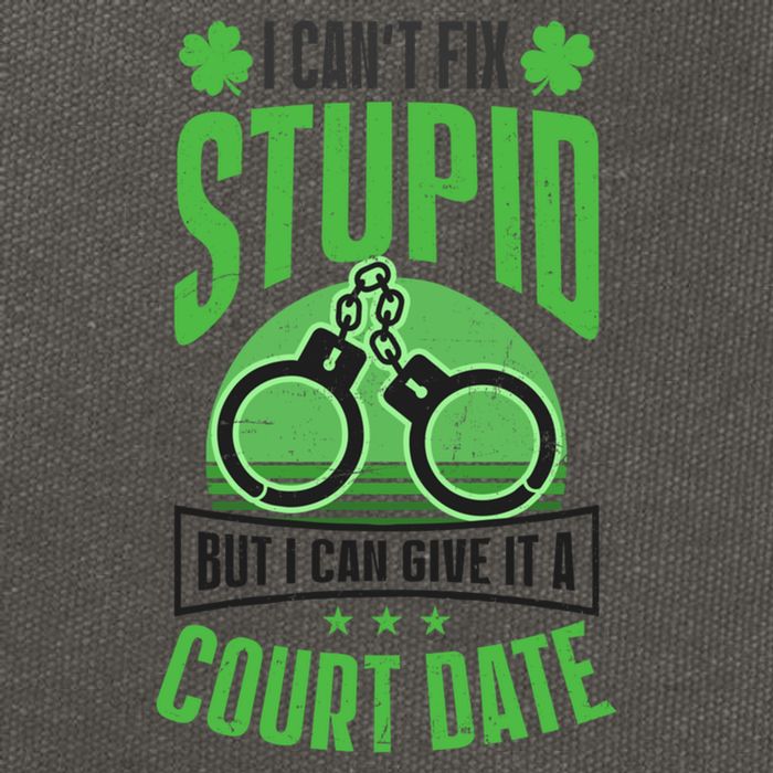 Cant Fix Stupid Give Court Date Design St Patricks Police Gift Cotton Canvas Backpack