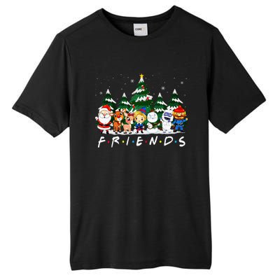 Christmas Friends Santa Rudolph Snowman Xmas Family Pajamas Tall Fusion ChromaSoft Performance T-Shirt