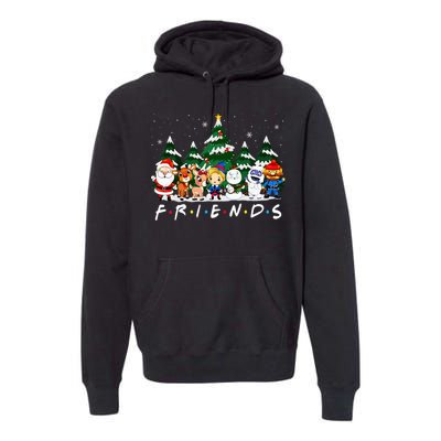 Christmas Friends Santa Rudolph Snowman Xmas Family Pajamas Premium Hoodie