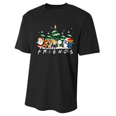 Christmas Friends Santa Rudolph Snowman Xmas Family Pajamas Performance Sprint T-Shirt