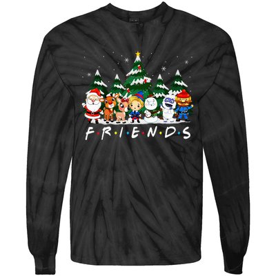 Christmas Friends Santa Rudolph Snowman Xmas Family Pajamas Tie-Dye Long Sleeve Shirt