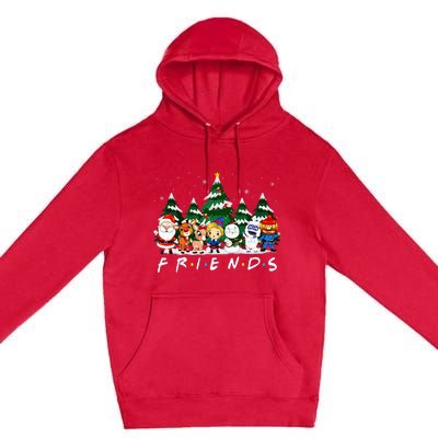 Christmas Friends Santa Rudolph Snowman Xmas Family Pajamas Premium Pullover Hoodie