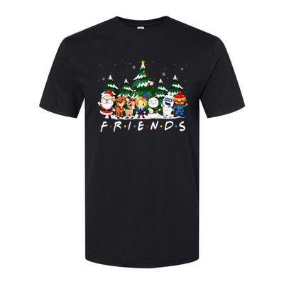 Christmas Friends Santa Rudolph Snowman Xmas Family Pajamas Softstyle CVC T-Shirt