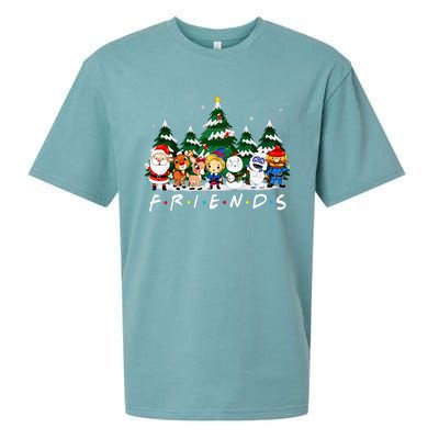 Christmas Friends Santa Rudolph Snowman Xmas Family Pajamas Sueded Cloud Jersey T-Shirt