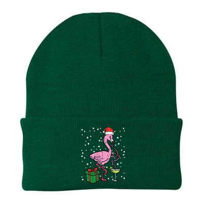 Christmas Flamingo Santa Tropical Xmas Vacation Knit Cap Winter Beanie