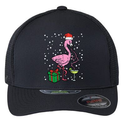 Christmas Flamingo Santa Tropical Xmas Vacation Flexfit Unipanel Trucker Cap