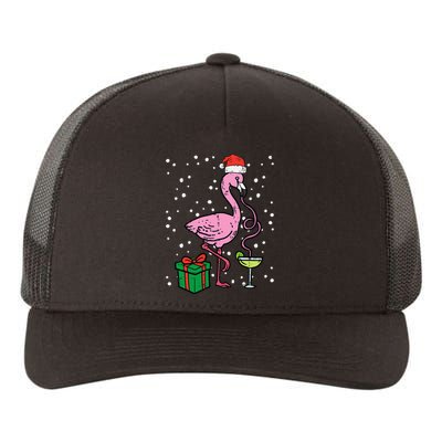 Christmas Flamingo Santa Tropical Xmas Vacation Yupoong Adult 5-Panel Trucker Hat