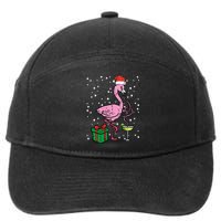 Christmas Flamingo Santa Tropical Xmas Vacation 7-Panel Snapback Hat