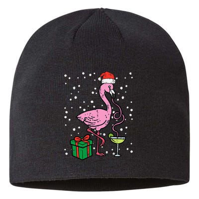 Christmas Flamingo Santa Tropical Xmas Vacation Sustainable Beanie