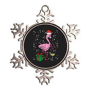 Christmas Flamingo Santa Tropical Xmas Vacation Metallic Star Ornament