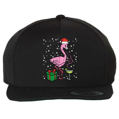 Christmas Flamingo Santa Tropical Xmas Vacation Wool Snapback Cap