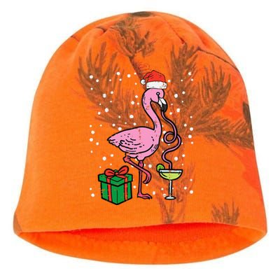 Christmas Flamingo Santa Tropical Xmas Vacation Kati - Camo Knit Beanie