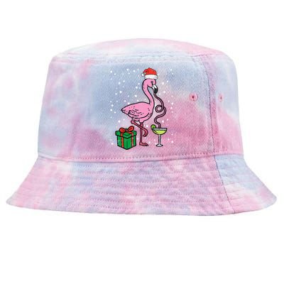 Christmas Flamingo Santa Tropical Xmas Vacation Tie-Dyed Bucket Hat