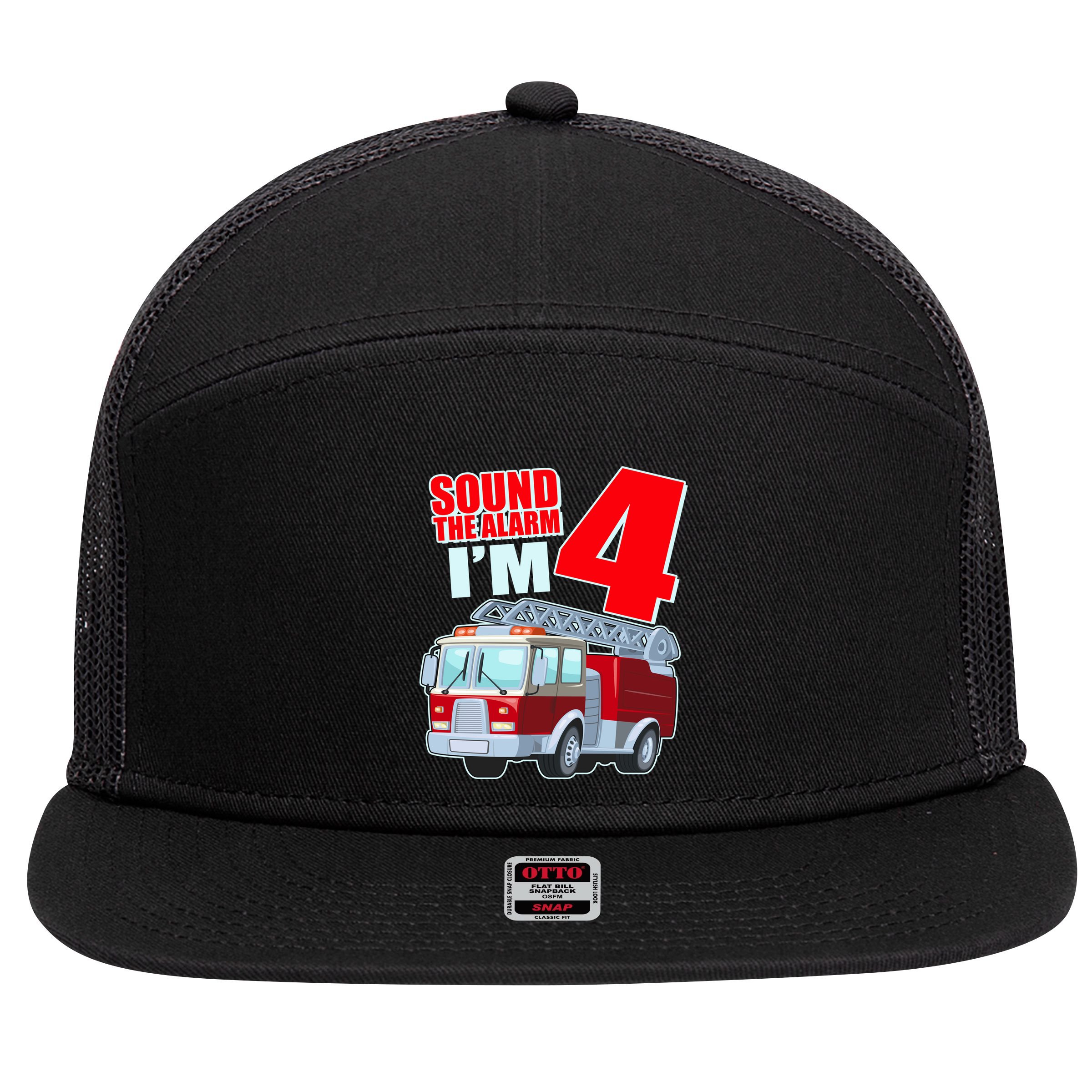 Cute Funny Sound The Alarm I'm 4 Four 7 Panel Mesh Trucker Snapback Hat