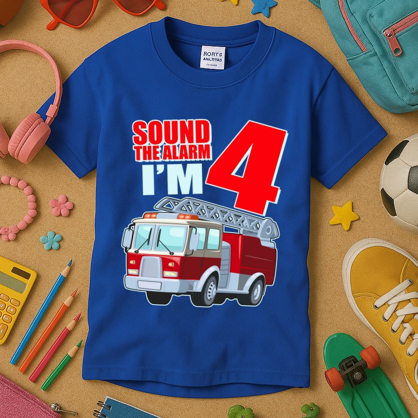 Cute Funny Sound The Alarm I'm 4 Four Kids T-Shirt