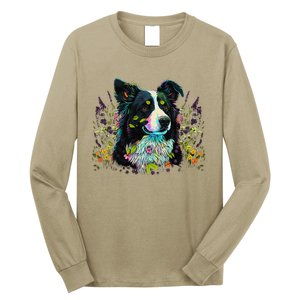 Cute Flower Summer Floral Border Collie Long Sleeve Shirt