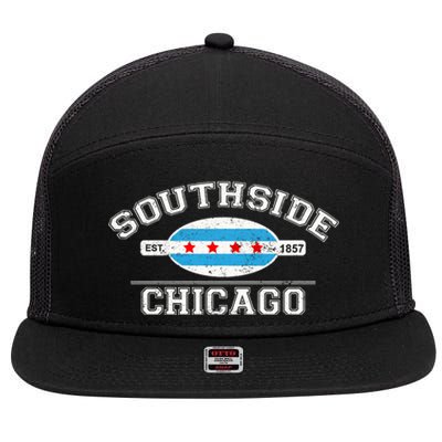 Chicago Flaggift Southside Chicago Gift City Of Chicago Flag Meaningful Gift 7 Panel Mesh Trucker Snapback Hat