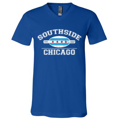 Chicago Flaggift Southside Chicago Gift City Of Chicago Flag Meaningful Gift V-Neck T-Shirt