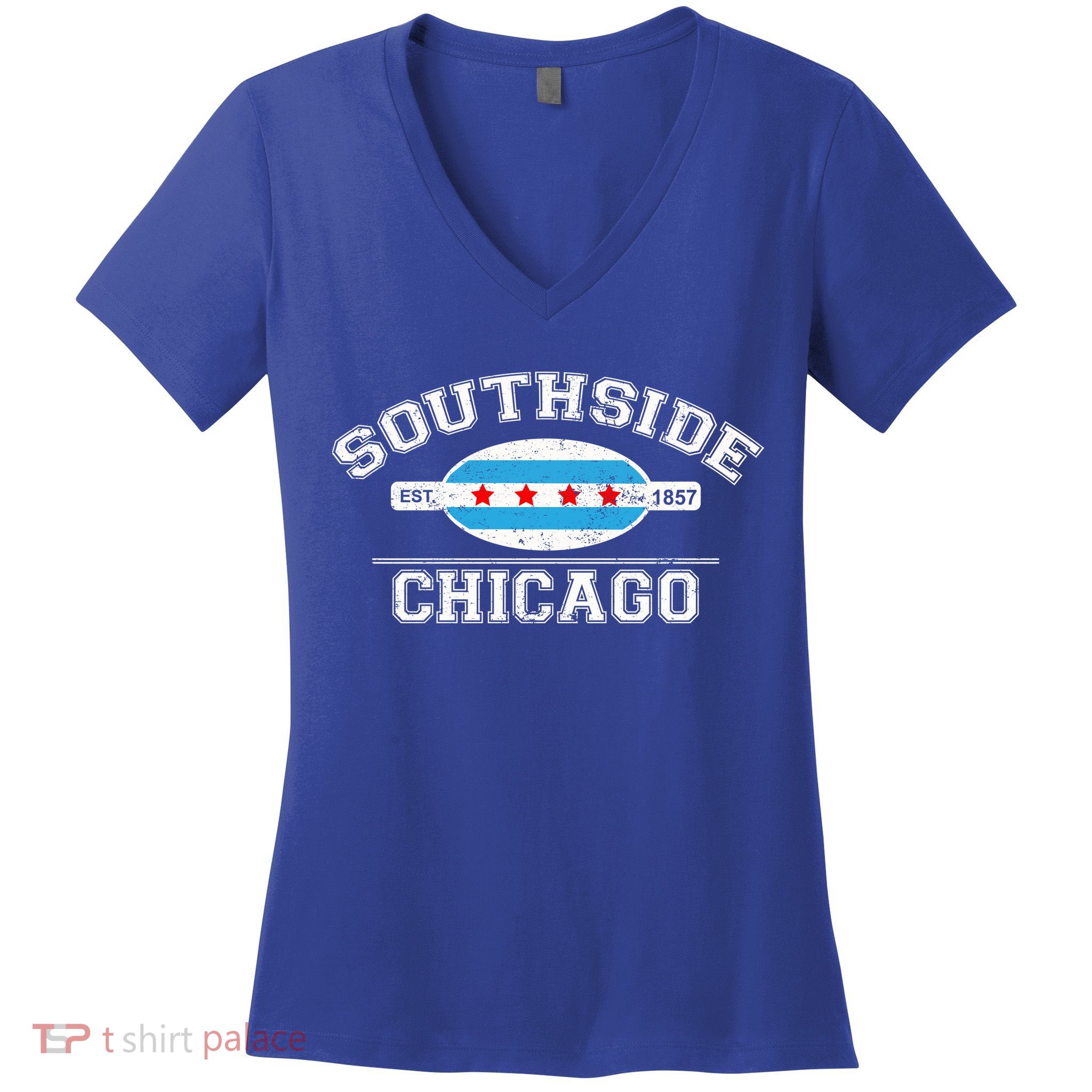 Chicago Flaggift Southside Chicago Gift City Of Chicago Flag Meaningful Gift Women's V-Neck T-Shirt