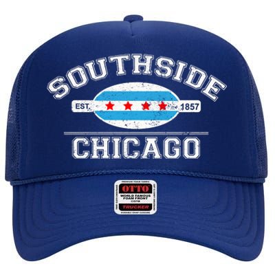 Chicago Flaggift Southside Chicago Gift City Of Chicago Flag Meaningful Gift High Crown Mesh Back Trucker Hat