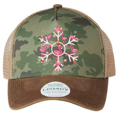 Christmas Flamingo Santa Hat Xmas Lights Flamingo Snowflakes Legacy Tie Dye Trucker Hat