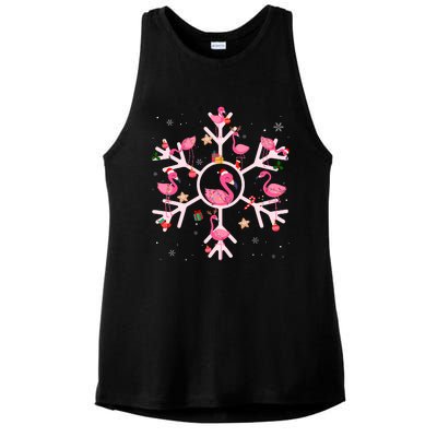 Christmas Flamingo Santa Hat Xmas Lights Flamingo Snowflakes Ladies PosiCharge Tri-Blend Wicking Tank