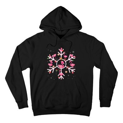 Christmas Flamingo Santa Hat Xmas Lights Flamingo Snowflakes Hoodie