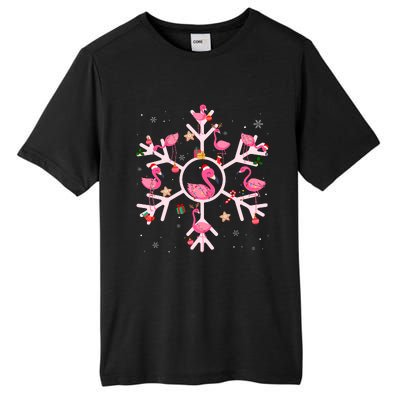 Christmas Flamingo Santa Hat Xmas Lights Flamingo Snowflakes Tall Fusion ChromaSoft Performance T-Shirt