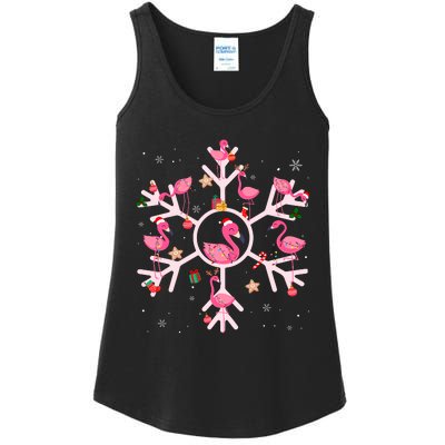 Christmas Flamingo Santa Hat Xmas Lights Flamingo Snowflakes Ladies Essential Tank