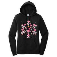 Christmas Flamingo Santa Hat Xmas Lights Flamingo Snowflakes Women's Pullover Hoodie