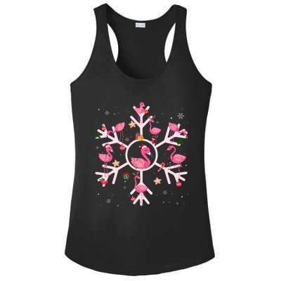 Christmas Flamingo Santa Hat Xmas Lights Flamingo Snowflakes Ladies PosiCharge Competitor Racerback Tank