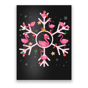 Christmas Flamingo Santa Hat Xmas Lights Flamingo Snowflakes Poster