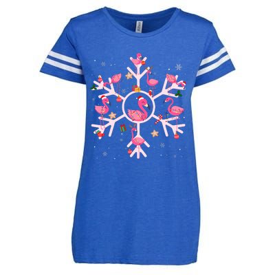 Christmas Flamingo Santa Hat Xmas Lights Flamingo Snowflakes Enza Ladies Jersey Football T-Shirt