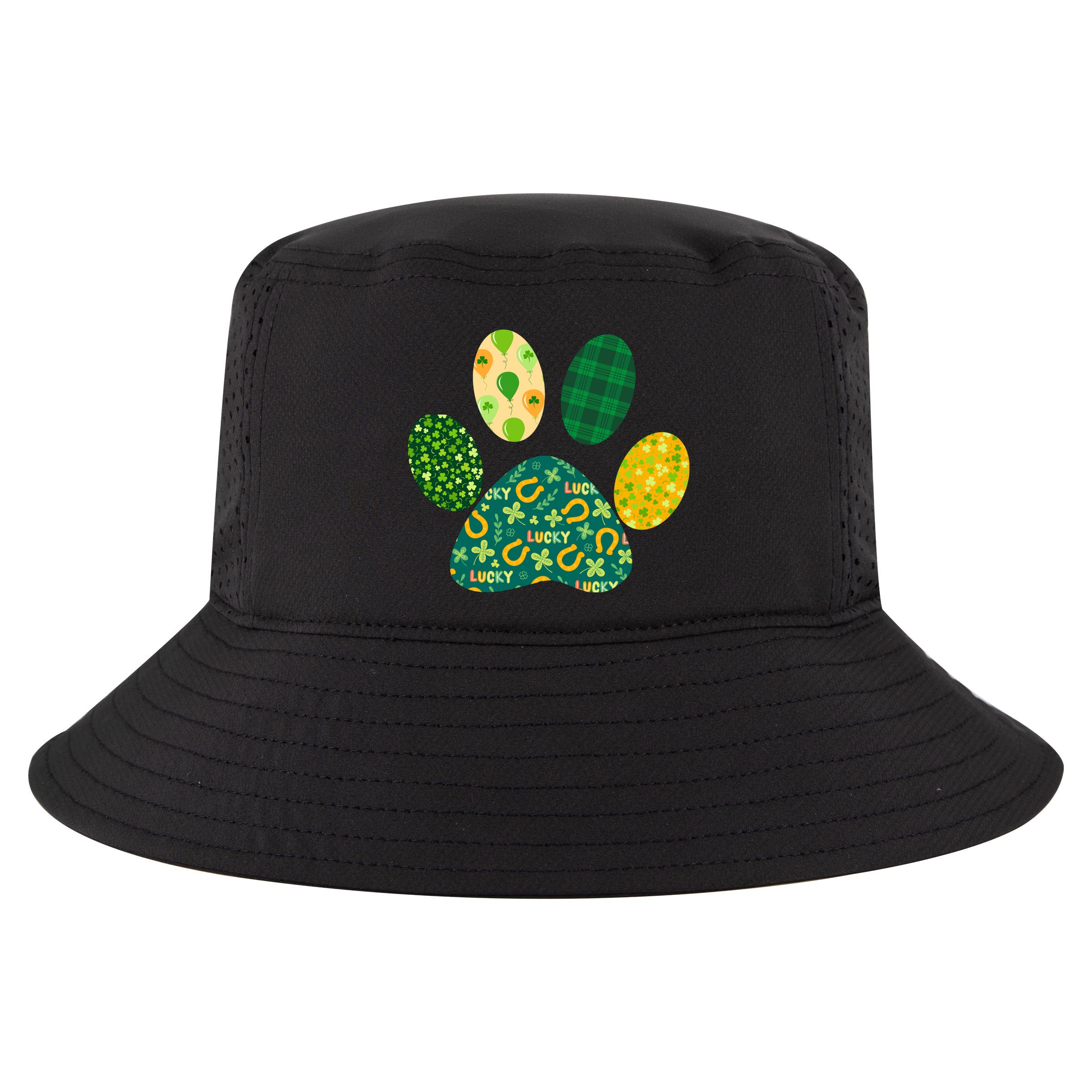 Cute Funny St Patrick's Day Patterns Pet Animal Paw Cool Comfort Performance Bucket Hat