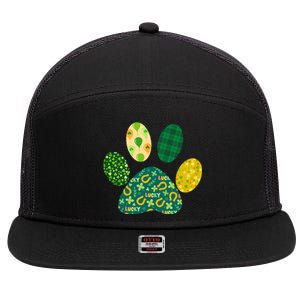 Cute Funny St Patrick's Day Patterns Pet Animal Paw 7 Panel Mesh Trucker Snapback Hat