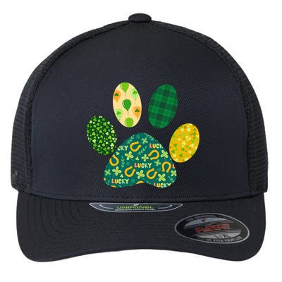 Cute Funny St Patrick's Day Patterns Pet Animal Paw Flexfit Unipanel Trucker Cap