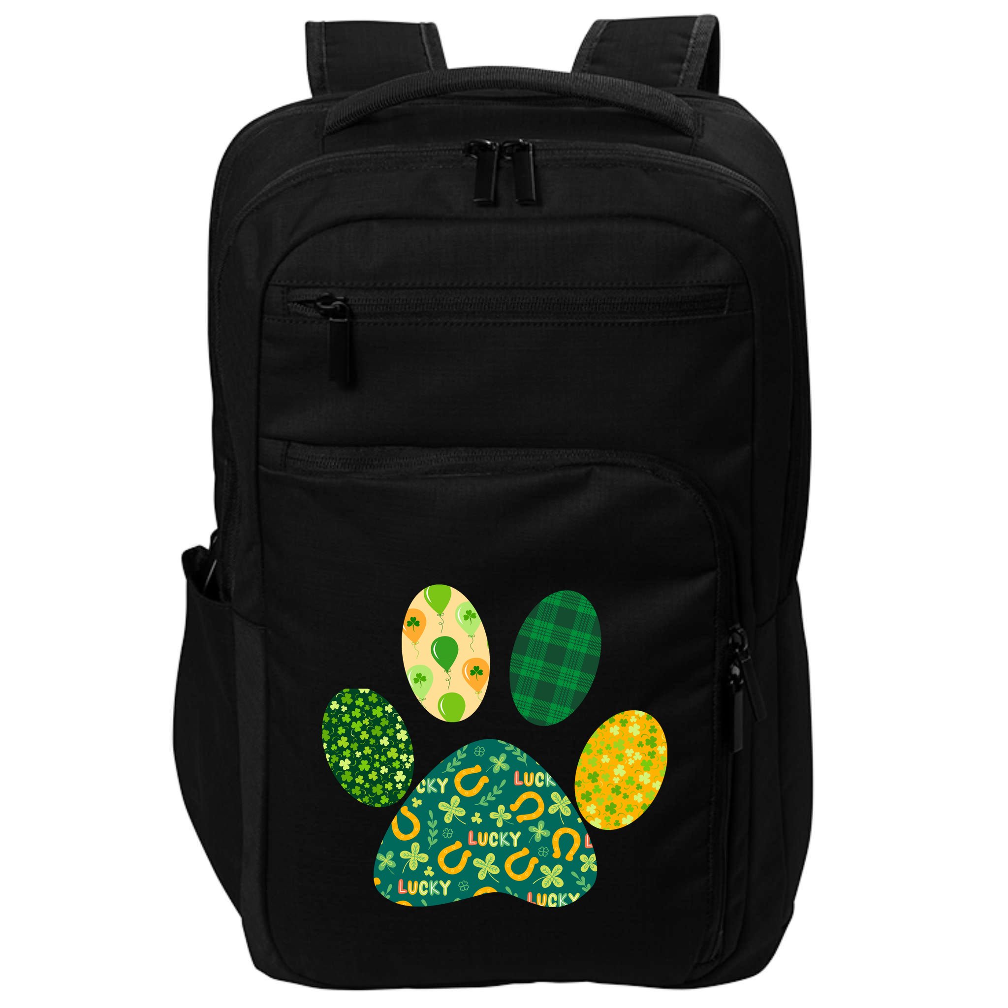 Cute Funny St Patrick's Day Patterns Pet Animal Paw Impact Tech Backpack