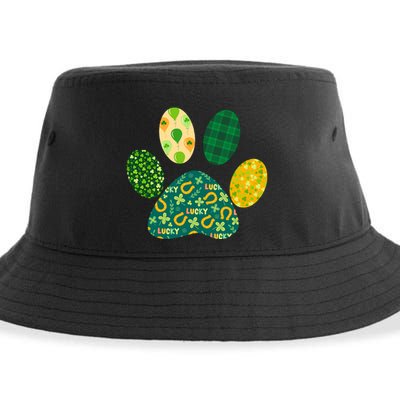 Cute Funny St Patrick's Day Patterns Pet Animal Paw Sustainable Bucket Hat