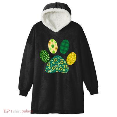 Cute Funny St Patrick's Day Patterns Pet Animal Paw Hooded Wearable Blanket