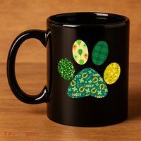 Cute Funny St Patrick's Day Patterns Pet Animal Paw 11oz C Handle Ceramic Mug