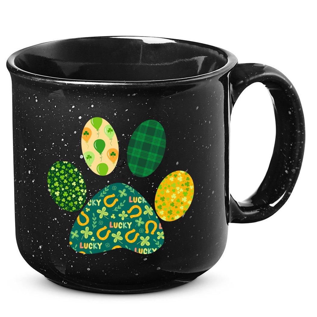 Cute Funny St Patrick's Day Patterns Pet Animal Paw 15oz Campfire Ceramic Mug