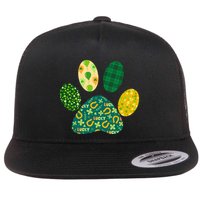 Cute Funny St Patrick's Day Patterns Pet Animal Paw Flat Bill Trucker Hat