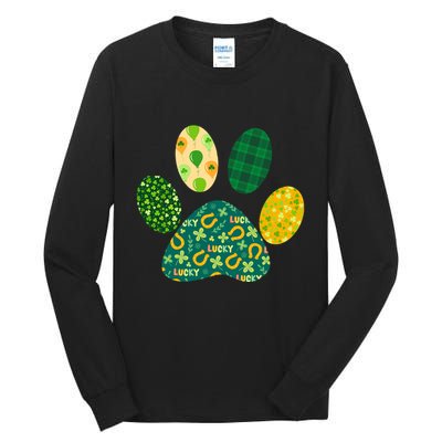 Cute Funny St Patrick's Day Patterns Pet Animal Paw Tall Long Sleeve T-Shirt