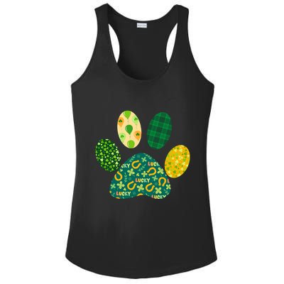 Cute Funny St Patrick's Day Patterns Pet Animal Paw Ladies PosiCharge Competitor Racerback Tank