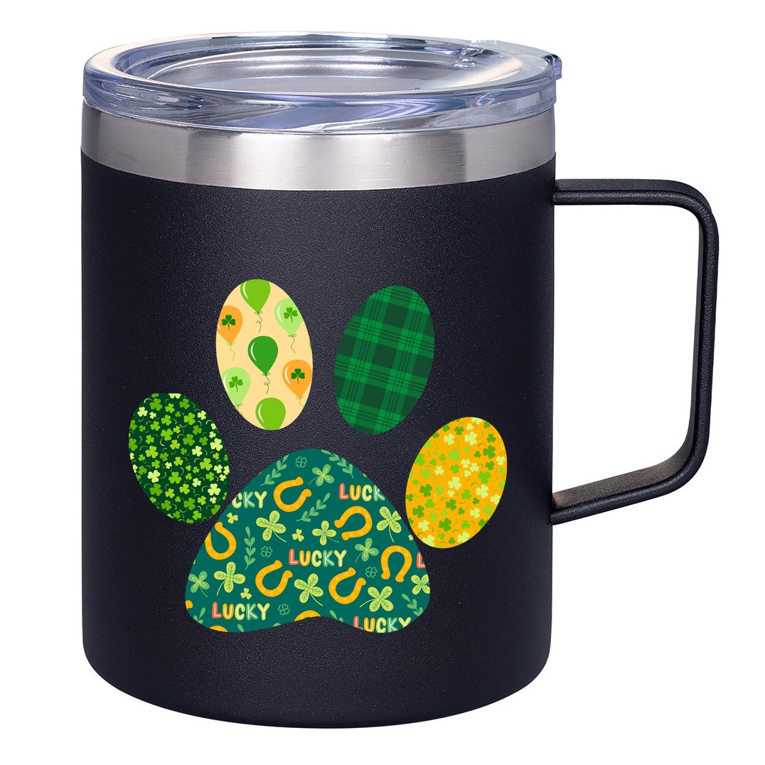 Cute Funny St Patrick's Day Patterns Pet Animal Paw 12oz Stainless Steel Coffee Mug