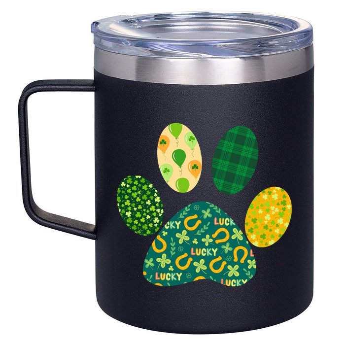 Cute Funny St Patrick's Day Patterns Pet Animal Paw 12oz Stainless Steel Coffee Mug