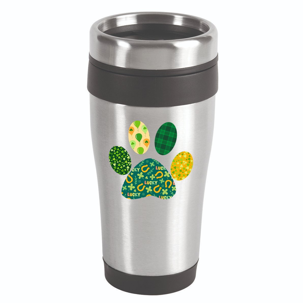 Cute Funny St Patrick's Day Patterns Pet Animal Paw 16oz Travel Tumbler